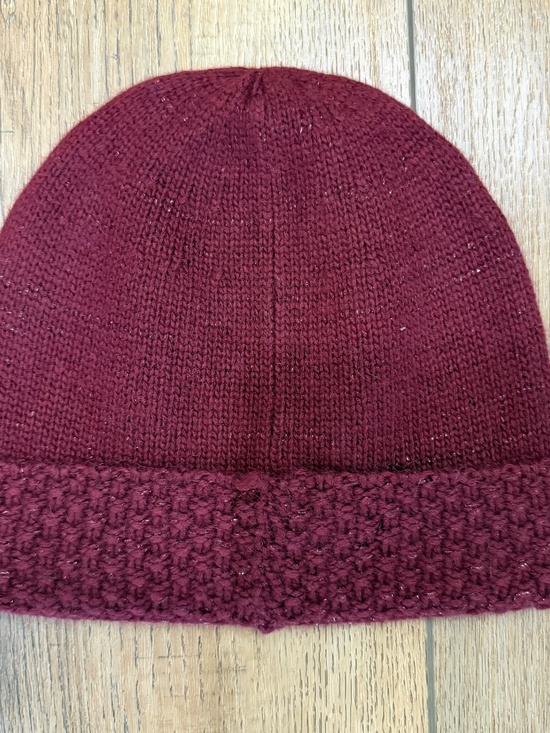 COACH Burgundy Knit Beanie Cashmere Rabbit Hair Wool Blend Sparkle Women OS - Picture 5 of 6